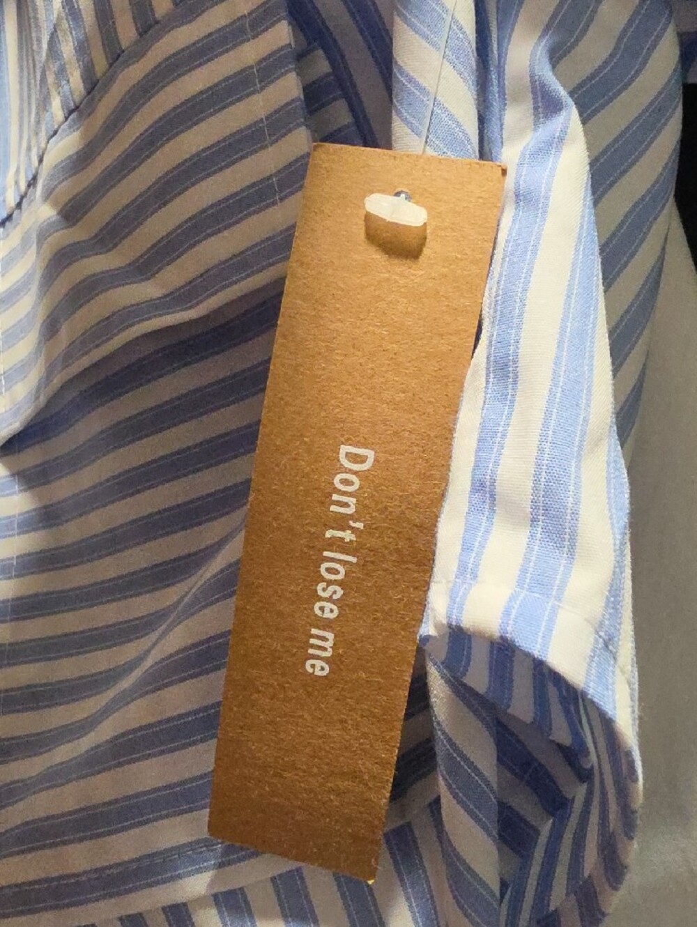 Striped Light Blue Cropped Button-Down Shirt - Picture 6 of 7